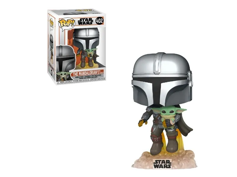 Funko pop star wars the mandalorian mandalorian volando con jet & baby yoda 50959