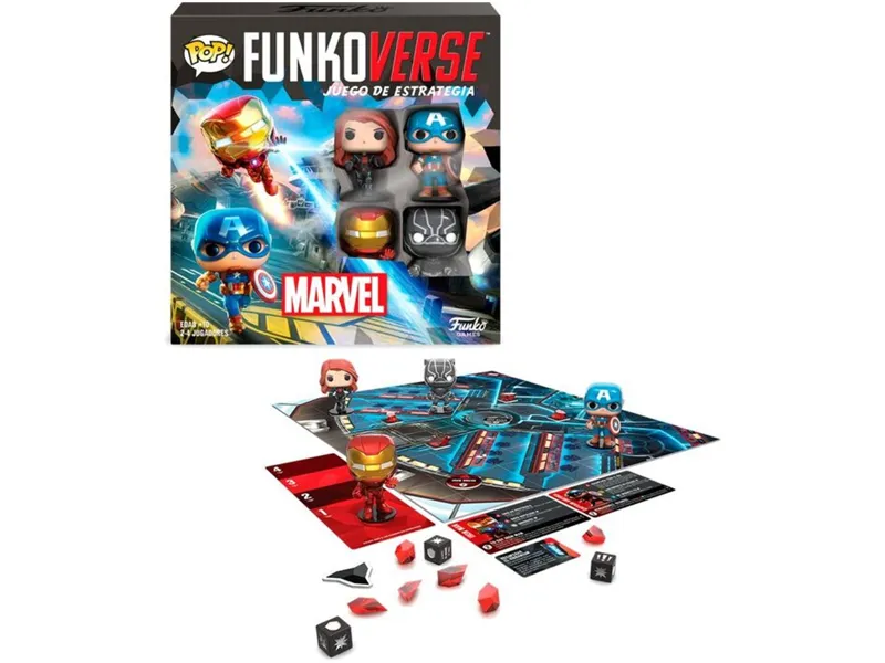 Juego de mesa funkoverse marvel edicion 100 capitan america iron man viuda negra & pantera negra 57518