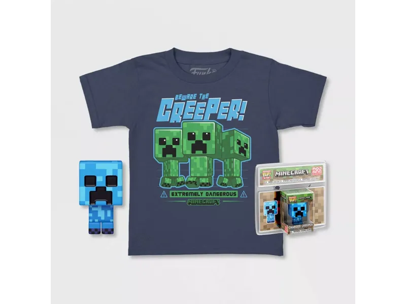 Pop & tee minecraft charged creeper funko + camiseta talla xl