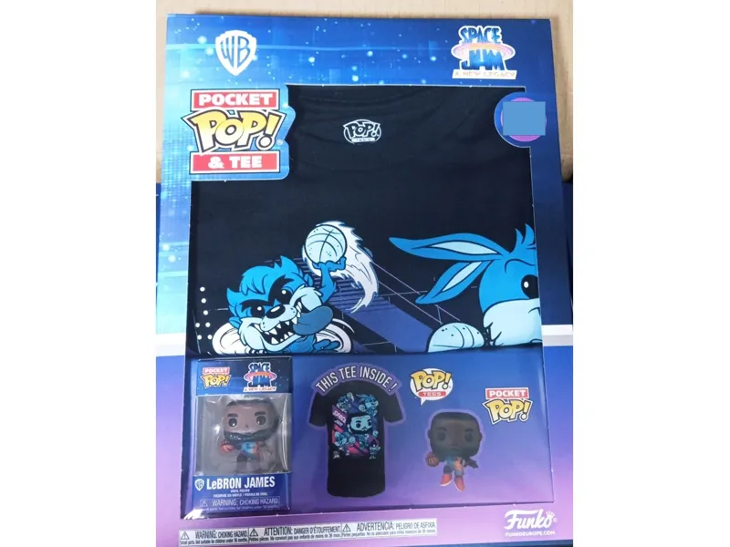 Pop & tee space jam looney tunes lebron james funko + camiseta talla l