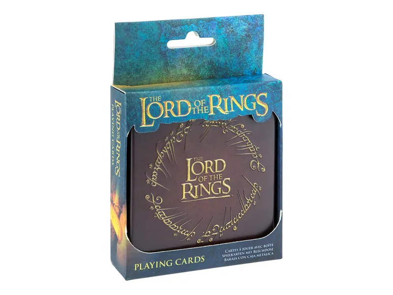 Baraja de cartas en caja metálica paladone el señor de los anillos