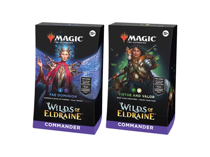 Juego de cartas magic the gatering mazos commander wilds of eldraine 4 mazos inglés