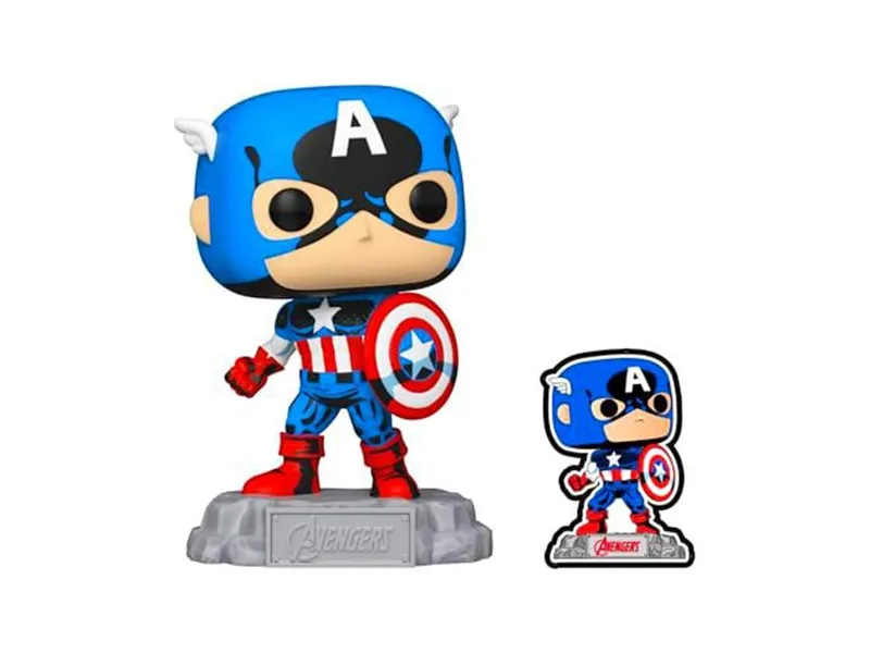Funko pop marvel a60 - comic capitan america con pin