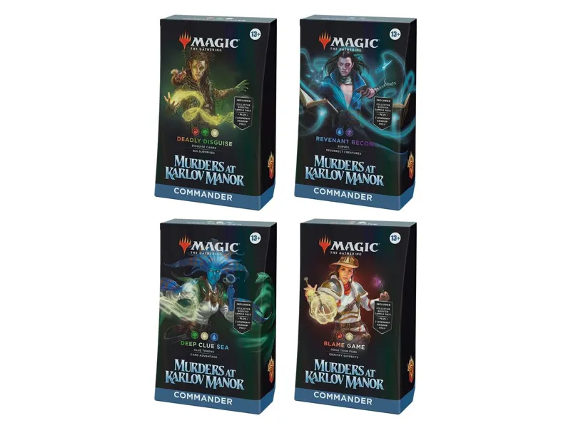 Juego de cartas magic the gatering mazos commander murders at karlov manor 4 mazos inglés
