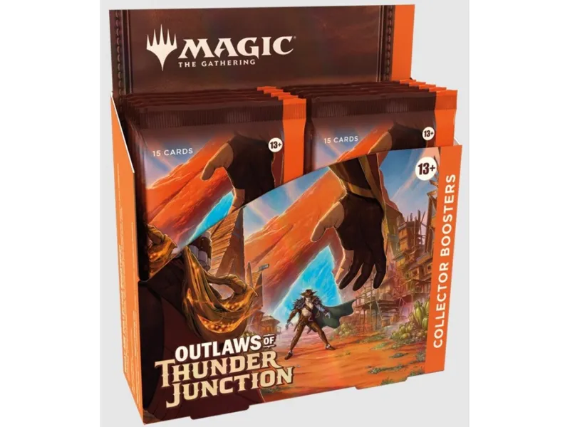 Juego de cartas magic the gathering outlaws of thunder junction caja de sobres coleccionista inglés