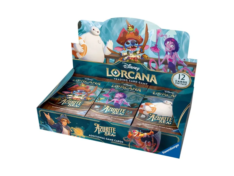 Juego de cartas disney lorcana tcg azurite sea caja de sobres expositor 24 unidades inglés