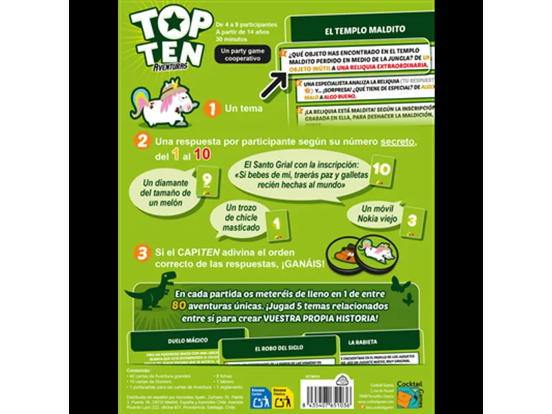 Juego de mesa top ten aventuras