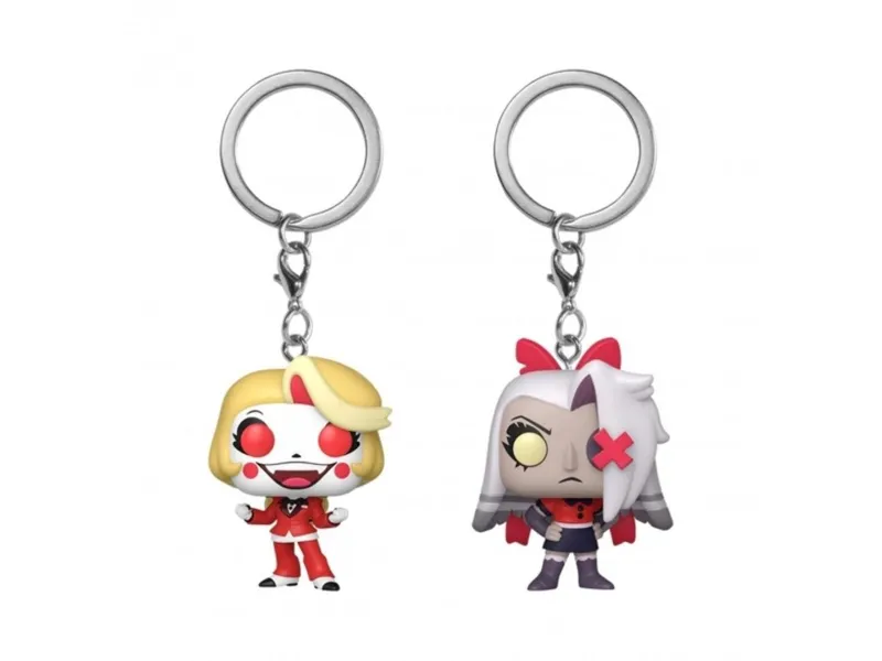 Funko pop keychain hazbin hotel charlie y vaggie